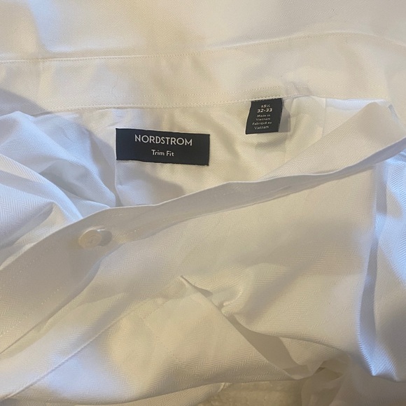 Nordstrom White Dress Shirt for Men Trim Fit 15 1/2 32/33 - Picture 8 of 8
